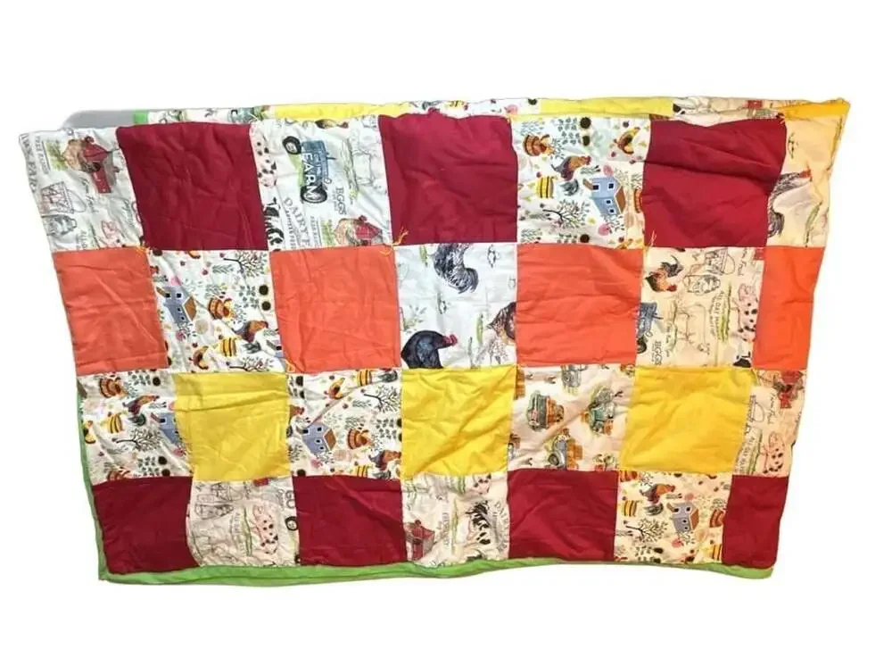 Handmade Patchwork Farmhouse Quilt Blanket Multi-Color